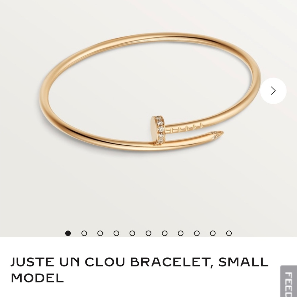 NEW Cartier Juste Un Clou JUC Yellow Gold Bracelet Size 15 With Diamonds Small - Picture 5 of 5